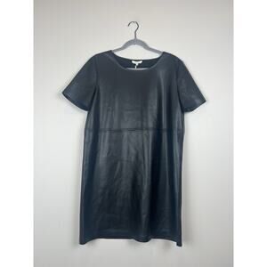 Z Supply Black Faux Leather Short Sleeve Mini Dress